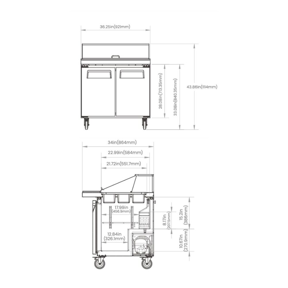 HKN-SPMT36R2C Sandwich Prep Table – 2-Door