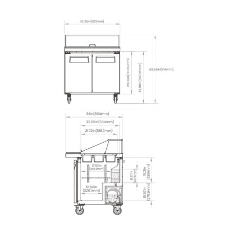 HKN-SPMT36R2C Sandwich Prep Table – 2-Door