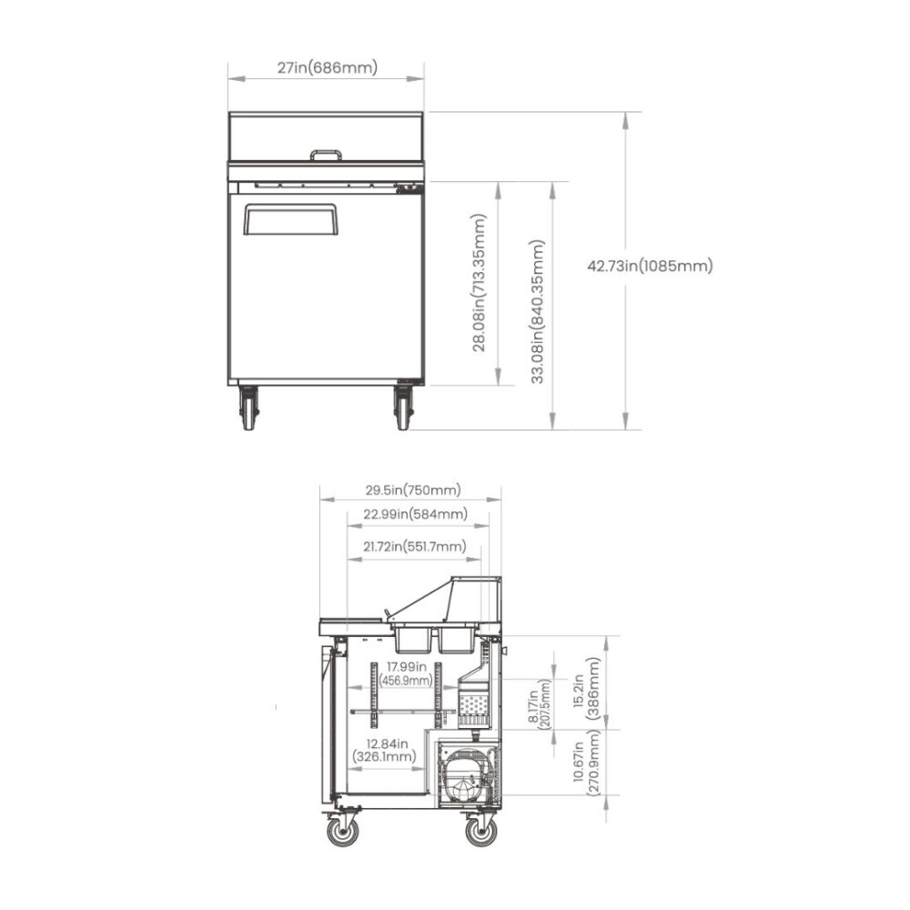 Hurakan HKN-SPT27R1C Sandwich Prep Table