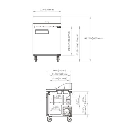 Hurakan HKN-SPT27R1C Sandwich Prep Table