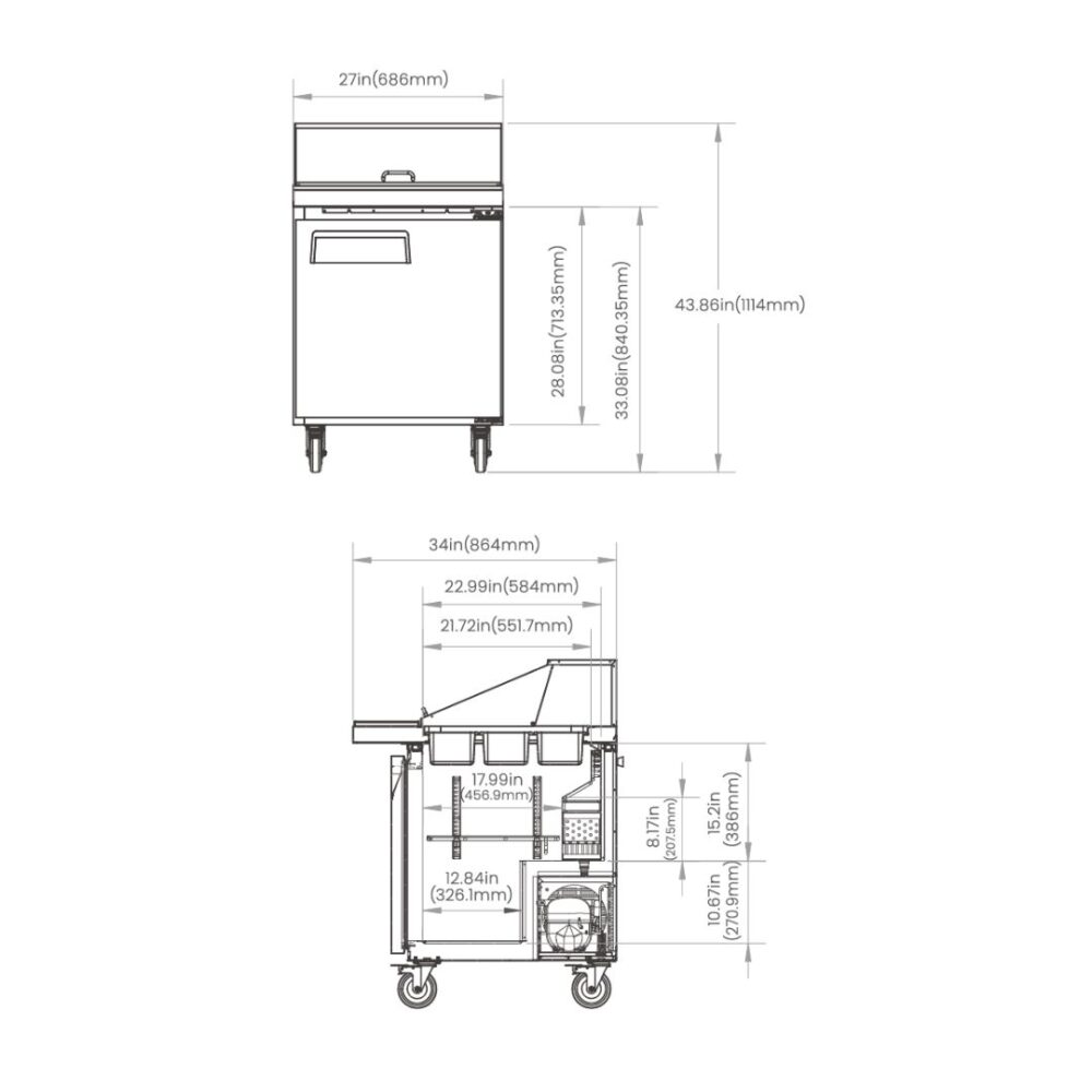 Hurakan HKN-SPMT27R1C Megatop Sandwich Prep Table
