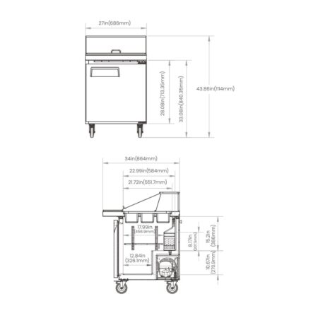 Hurakan HKN-SPMT27R1C Megatop Sandwich Prep Table