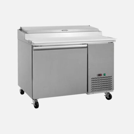 Hurakan HKN-PZ47RID stainless steel pizza prep table with refrigerated base and 9-pan top
