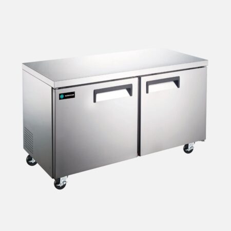 Hurakan HKN-UC36R1C stainless-steel undercounter refrigerator with two doors and ventilated cooling