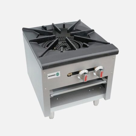 Hurakan HKN-XRFSG18-1A single-burner Gas Stock Pot Range with 85,000 BTU dual-ring cast-iron burner and stainless steel body.