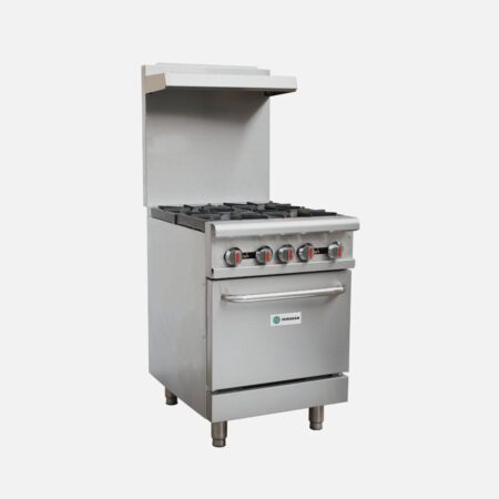 Hurakan HKN-XRFG24O4A 24″ Gas Range with four 30,000 BTU burners and 31,000 BTU oven.