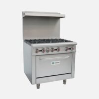 Hurakan HKN-XRFG36O6A 36-inch Gas Range with six 30,000 BTU burners and 31,000 BTU oven, stainless steel body, and cast-iron grates.