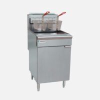 Hurakan HKN-FXF70A 70-lb Gas Fryer with five tube burners and stainless-steel cabinet.