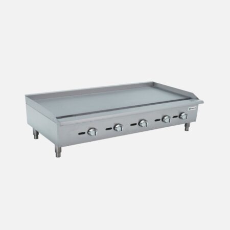 Hurakan HKN-PSXGL60A 60-inch Gas Griddle with five 30,000 BTU U-shaped burners and ¾-inch steel plate.