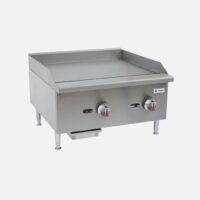 Hurakan HKN-PSXGL24A 24-inch Gas Griddle with two U-shaped 30,000 BTU burners and ¾-inch steel plate.