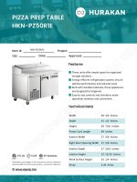 Hurakan HKN-PZ50R1E stainless steel single-door pizza prep table with refrigerated base and 6-pan top