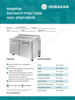 Hurakan HKN-SPMT48R2S two-door Megatop Sandwich Prep Table with cutting board and stainless steel body