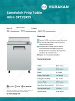 Hurakan HKN-SPT28R1S one-door sandwich prep table with cutting board and stainless steel exterior